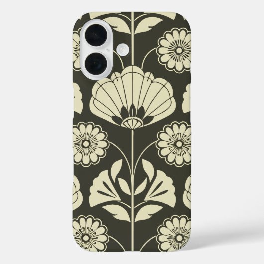 Retro Bloemen Zwart en Wit Case-Mate iPhone Case (Achterkant)