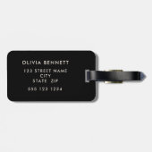 Retro Bloemen zwart geel blokprint Bagagelabel (Achterkant horizontaal)