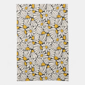 Retro Bloemen zwart geel blokprint Theedoek (Verticaal)