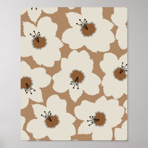 Retro bloemenaarde tonen poster