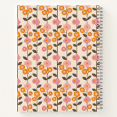 Retro bloemenbladpatroon monogram notitieboek (Achterkant)