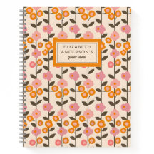 Retro bloemenbladpatroon monogram