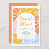 Retro bloemenbruiloft kaart (Voorkant / Achterkant)