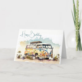 Retro bloemenbus met Waterverven Kaart