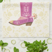 Retro bloemencowboylaars, keukenhanddoek (Gevouwen)
