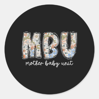 Retro bloemendecor moeder baby unit Mbu pasgeboren Ronde Sticker