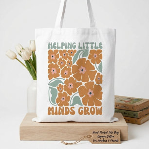 Retro Bloemendesign 'Kleine Geesten Helpen Groeien Tote Bag