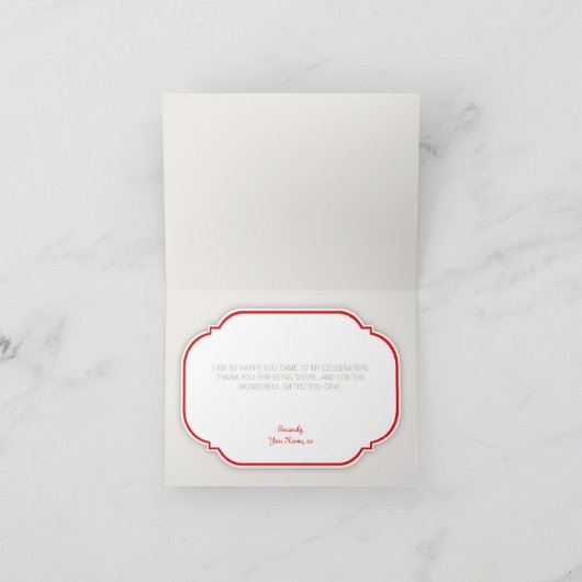 Retro Bloemendesign Rood & Khaki aangepaste bedank Bedankkaart (Binnen)