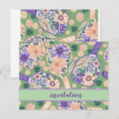 Retro bloemendesign voor pickleball briefkaart (Voorkant / Achterkant)