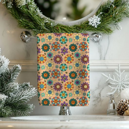 Retro bloemendoek 60s Boho badstijl accent Bad Handdoek