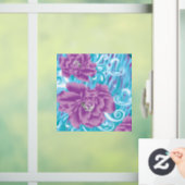 Retro bloemendopamine-vensterfolie raamsticker (Huis)