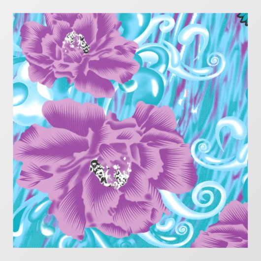 Retro bloemendopamine-vensterfolie raamsticker (Vel)