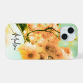 Retro bloemenfoto gepersonaliseerd iPhone 15 case (Achterkant horizontaal)