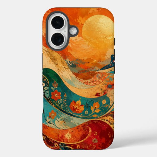 Retro Bloemengolf Hoesje voor Telefoon (Achterkant)