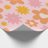 Retro bloemenhartpatroon cadeaupapier (Hoek)