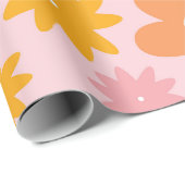 Retro bloemenhartpatroon cadeaupapier (Rol Hoek)