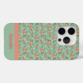 Retro bloemenherfst groen patroon op maat Case-Mate iPhone case (Achterkant (horizontaal))