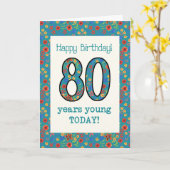 Retro BloemenKaart van de Verjaardag 80 Jaar van Kaart (Gele Bloem)