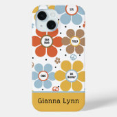 Retro Bloemenkracht Monogram Case-Mate iPhone Case (Achterkant)