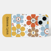 Retro Bloemenkracht Monogram Case-Mate iPhone Case (Achterkant (horizontaal))