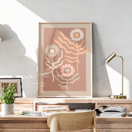 Retro bloemenkunst poster