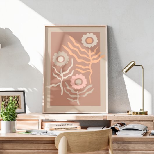 Retro bloemenkunst poster