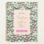 Retro Bloemenleraar met een persoonlijk plan Planner (Voorkant)