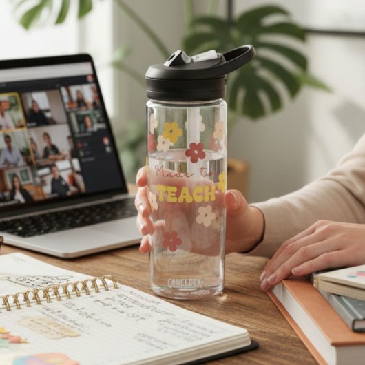 Retro bloemenleraar waterfles