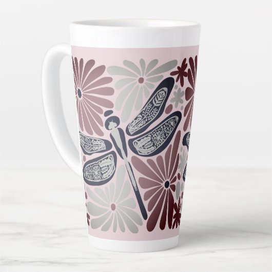 Retro  Bloemenlibel Latte Mok (Linkerhoek)