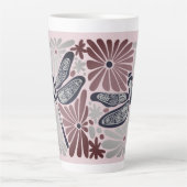 Retro  Bloemenlibel Latte Mok (Voorkant)