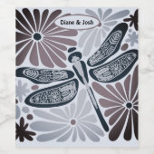 Retro Bloemenlibel Wijn Etiket (Enkel label)