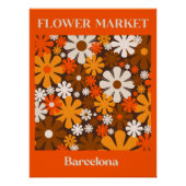 Retro Bloemenmarkt Barcelona 60s 70s Sinaasappel B Perfect Poster (Voorkant)