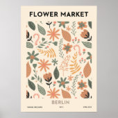 Retro Bloemenmarkt Berlijn Kleurrijke Bloemen Poster (Voorkant)