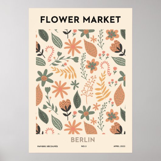Retro Bloemenmarkt Berlijn Kleurrijke Bloemen Poster (Voorkant)