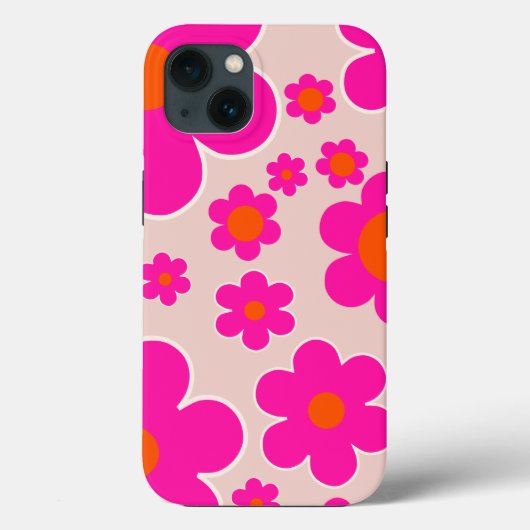 Retro Bloemenmarkt Florence Abstract Roze Bloemen Case-Mate iPhone Case (Achterkant)