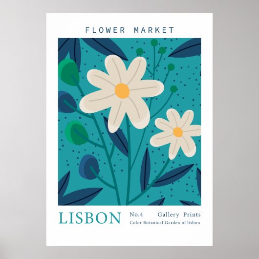 Retro Bloemenmarkt Lissabon Abstracte Bloemen Poster (Voorkant)