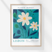 Retro Bloemenmarkt Lissabon Abstracte Bloemen Poster