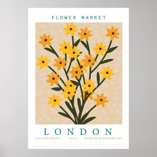 Retro Bloemenmarkt Londen Kleurrijke Bloemen Poster (Voorkant)