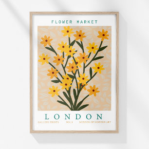Retro Bloemenmarkt Londen Kleurrijke Bloemen Poster