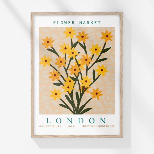 Retro Bloemenmarkt Londen Kleurrijke Bloemen Poster