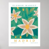 Retro Bloemenmarkt Madrid Kleurrijke Bloemen Poster (Voorkant)