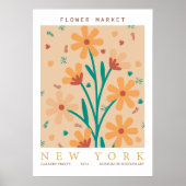 Retro Bloemenmarkt New York Sinaasappel Abstract Poster (Voorkant)