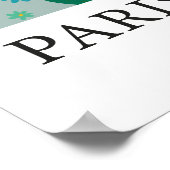 Retro Bloemenmarkt Paris Blauw Sinaasappel Bloemen Poster (Hoek)