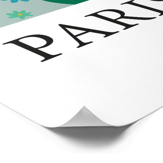 Retro Bloemenmarkt Paris Blauw Sinaasappel Bloemen Poster (Hoek)