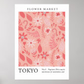 Retro Bloemenmarkt Tokyo Roze Abstract Bloemen Poster (Voorkant)