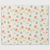 Retro bloemenmotief Schattigee bloemen Elegant Cadeaupapier (Vlak)