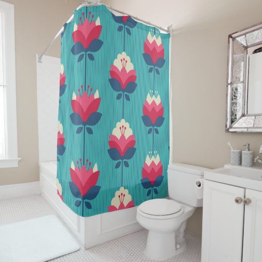 Retro bloemennaadloos patroon. douchegordijn (In situ)