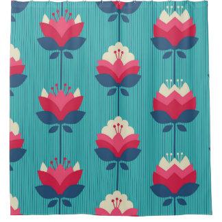 Retro bloemennaadloos patroon. douchegordijn