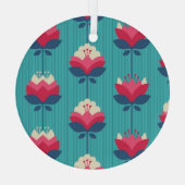 Retro bloemennaadloos patroon. glas ornament (Achterkant)