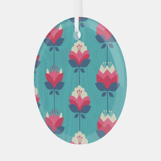 Retro bloemennaadloos patroon. glas ornament (Voorkant links)